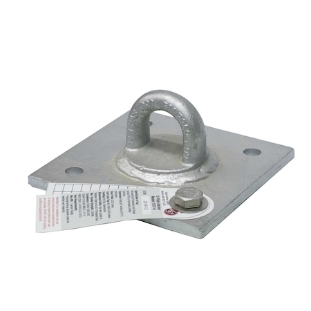 Super Anchor Safety 6"x6"x3/8" HDG D-Plate Anchor w/1090 Loop Top 1-3/8"i.d. 1037-G